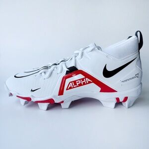 Nike Alpha Menace 3 Shark Football Cleats Mens Size 10 Shoes White Red New
